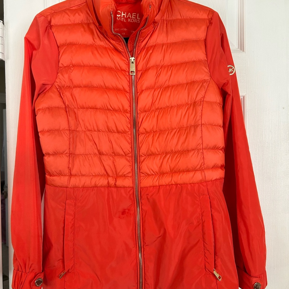 Michael Kors Women's Vibrant Red Puffer Coat